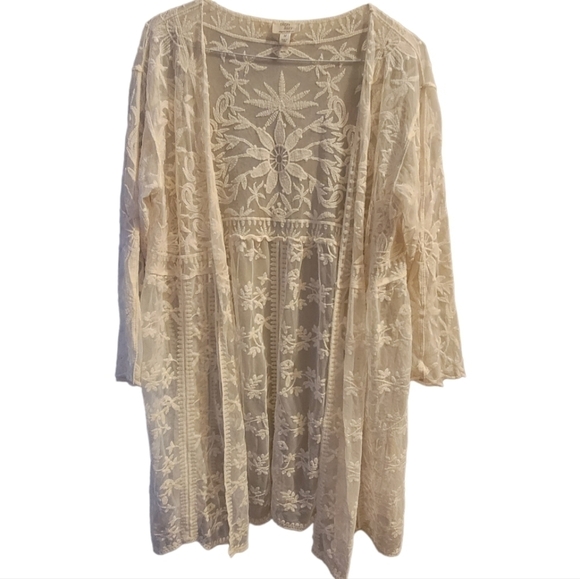 Dizzy Lizzy Embroidered Mesh Lace Kimono Size Medium - Picture 5 of 6